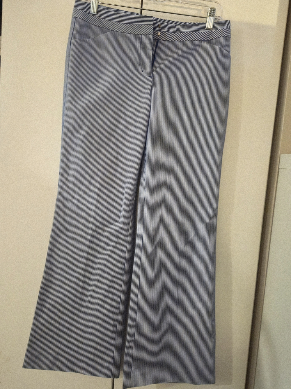 Express Design Studio Editor Wide Leg Striped Pants in Blue & White Size 4S
